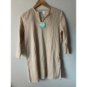 NWT Charleston Shoe Co. by Steve Mayer Cotton Tunic/Cover-Up Tan/White-Medium